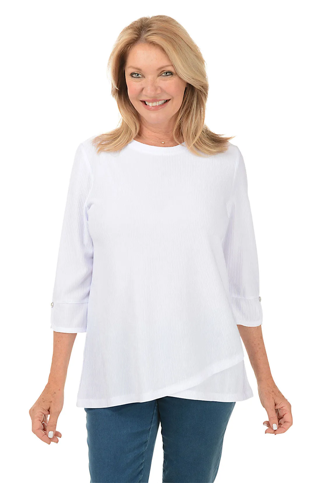 Shiny Ribbed Criss Cross Hem Tunic