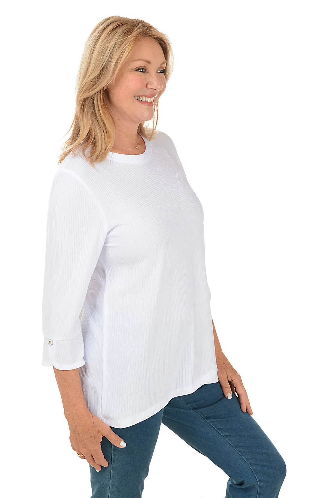 Shiny Ribbed Criss Cross Hem Tunic