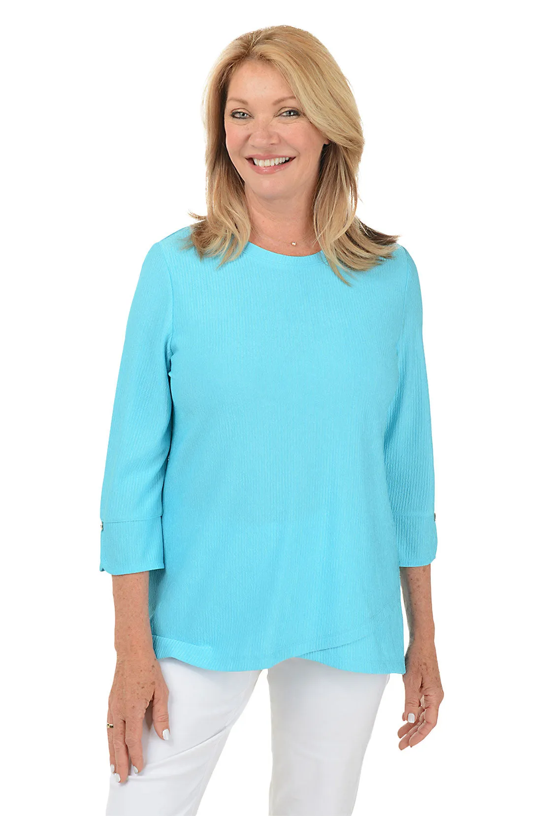 Shiny Ribbed Criss Cross Hem Tunic