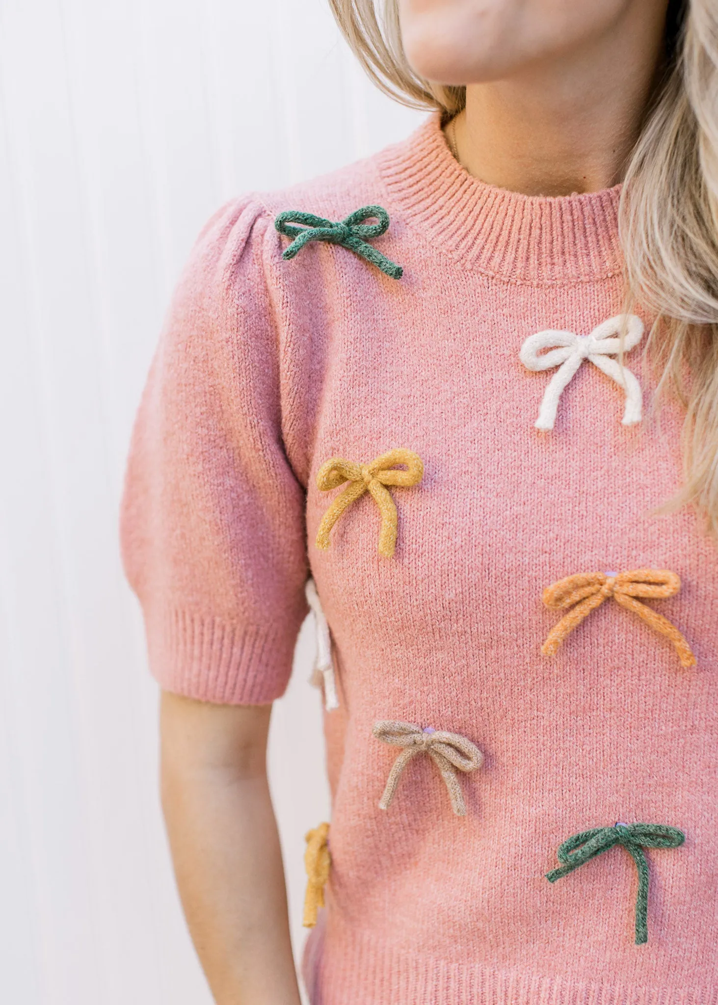 Short Sleeve Bows Sweater