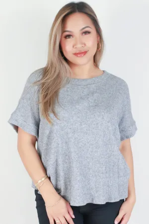 SHORT SLEEVE RIBBED TOP