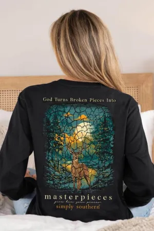 Simply Southern Long Sleeve Broken Pieces T-Shirt for Women in Black | LS-BROKEN-BLACK
