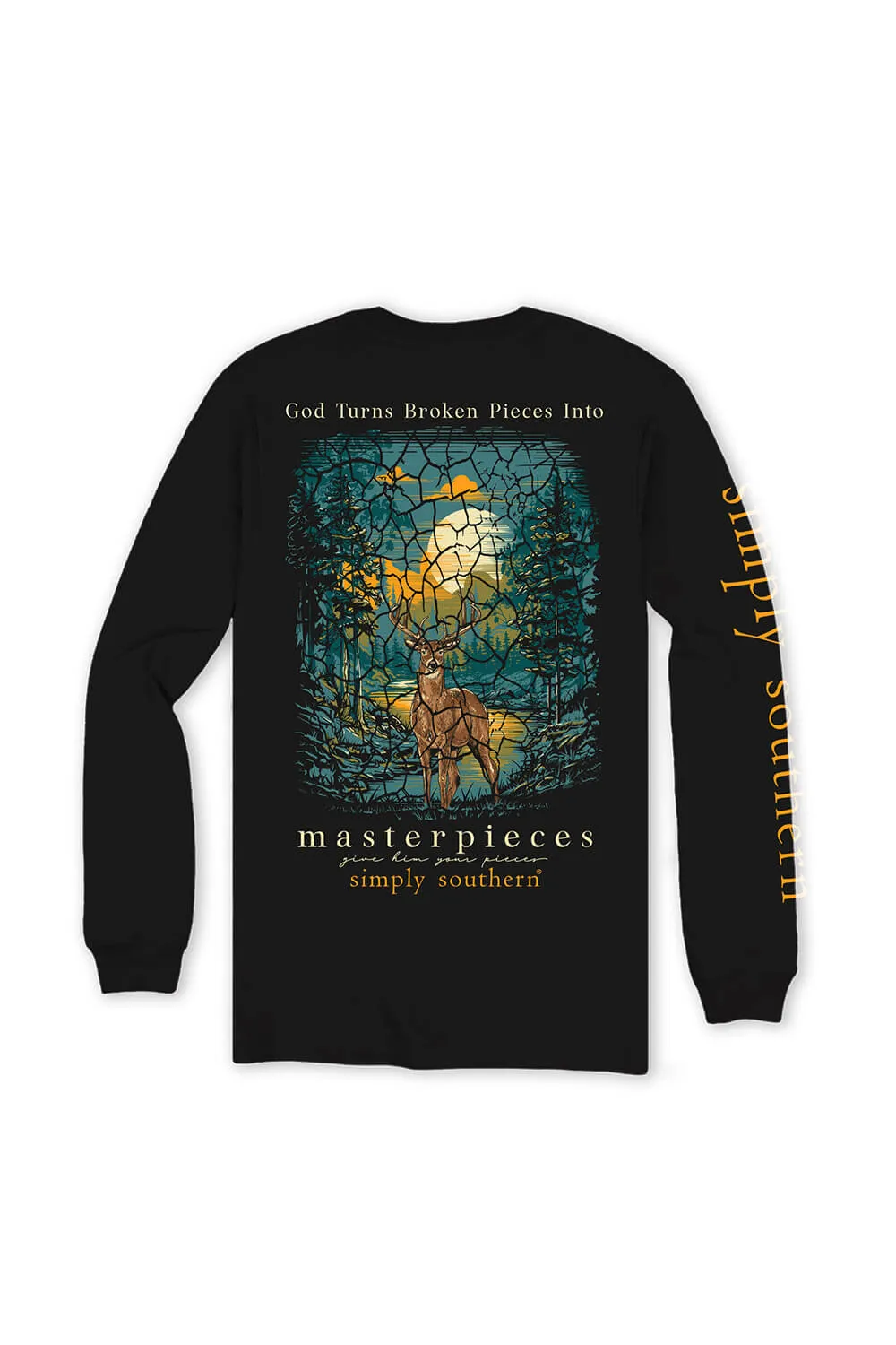 Simply Southern Long Sleeve Broken Pieces T-Shirt for Women in Black | LS-BROKEN-BLACK