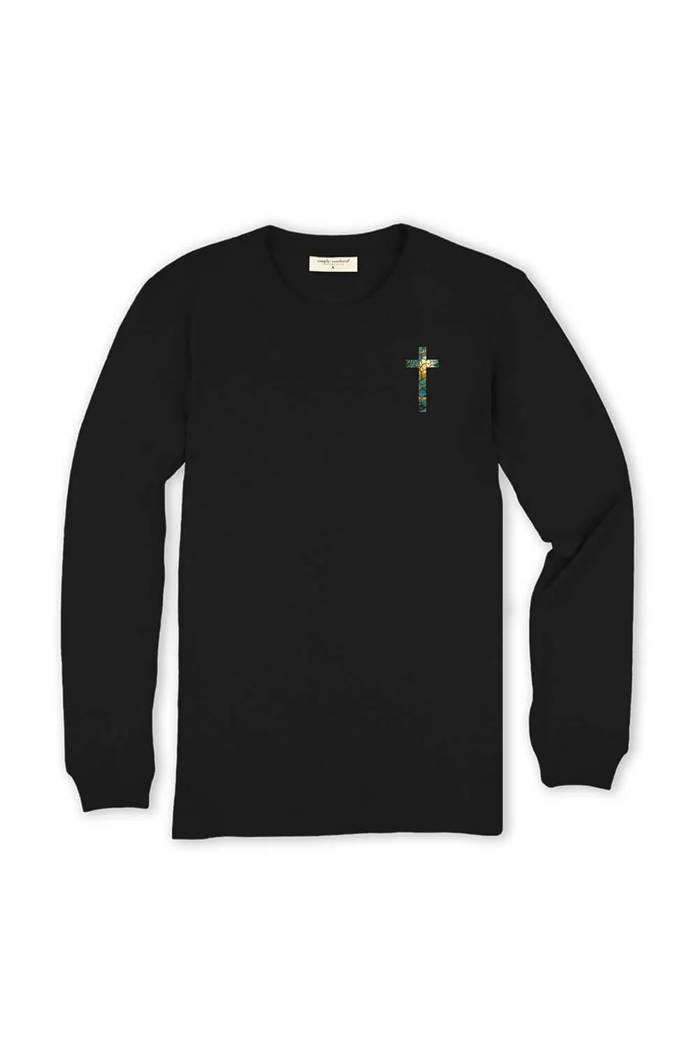 Simply Southern Long Sleeve Broken Pieces T-Shirt for Women in Black | LS-BROKEN-BLACK