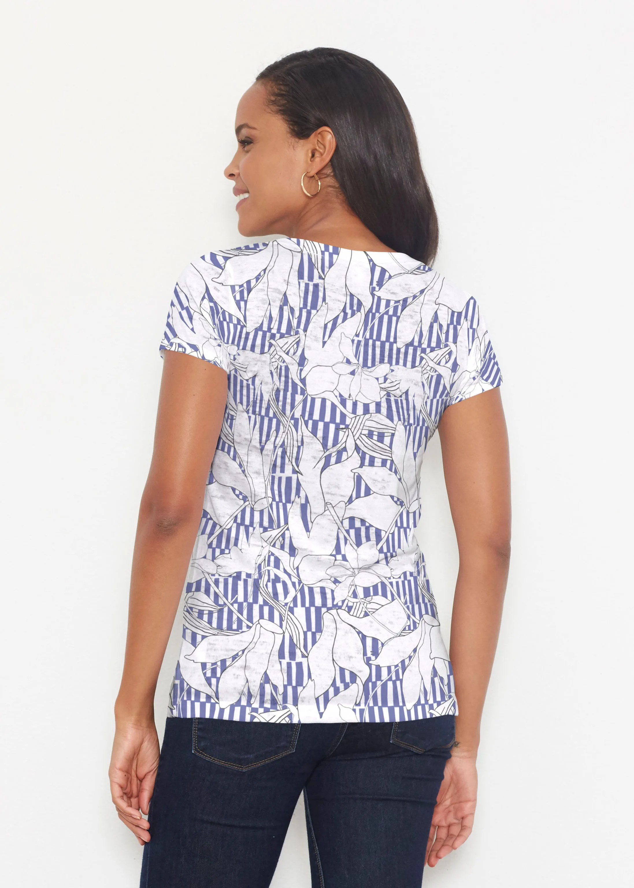 Sketch Floral Dominos (7814) ~ Signature Short Sleeve Scoop Shirt