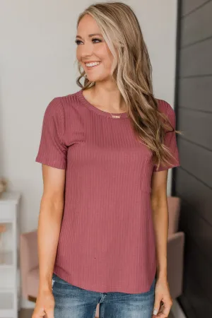 Smiles For Days Ribbed Knit Top- Marsala