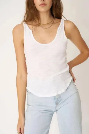 So Long Scoop Neck Rib Tank by Project Social T | White