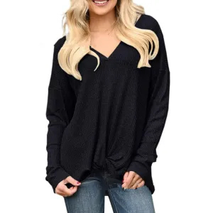 Solid Color Wild V-Neck Loose T-Shirt Top