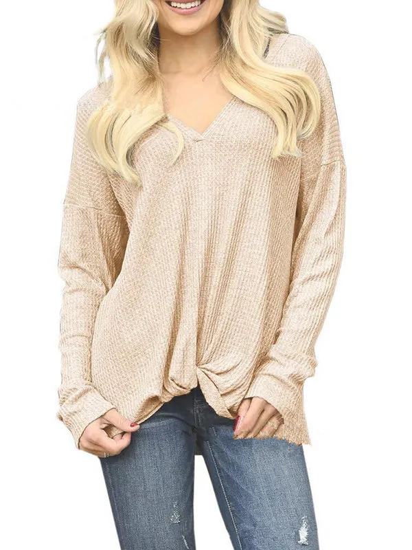 Solid Color Wild V-Neck Loose T-Shirt Top