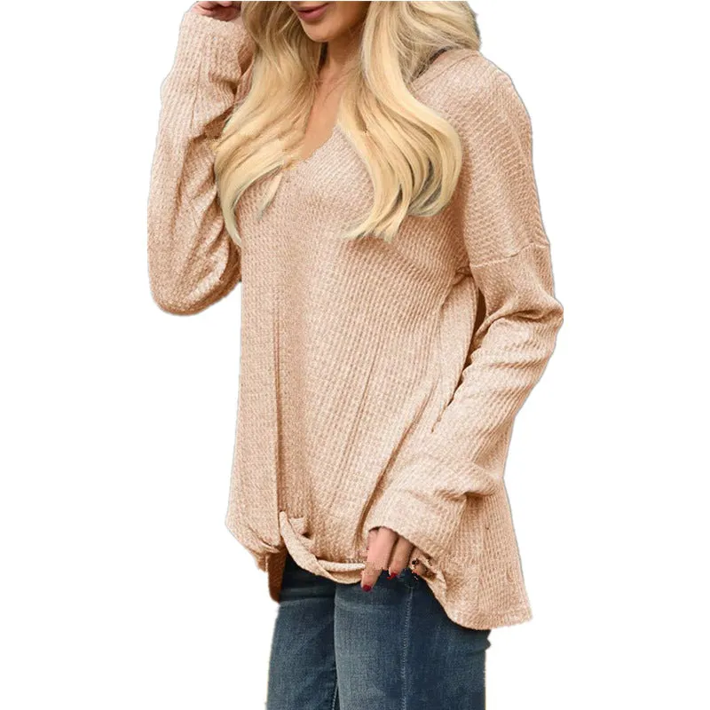 Solid Color Wild V-Neck Loose T-Shirt Top