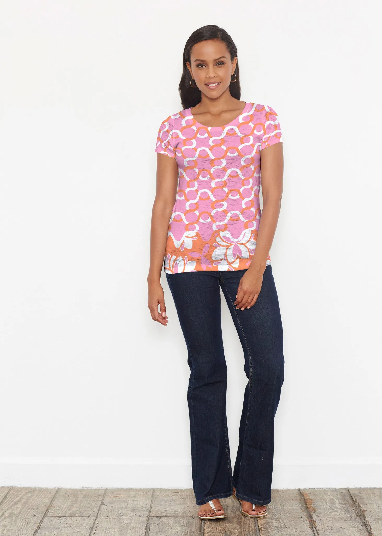 Squiggles Pink (20341) ~ Signature Short Sleeve Scoop Shirt