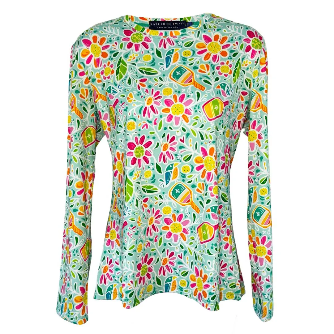 St. Pete Crew Neck Sun Shirt in Pickle Me Pink Aqua