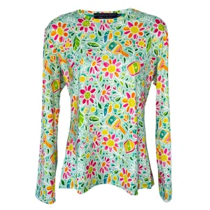 St. Pete Crew Neck Sun Shirt in Pickle Me Pink Aqua