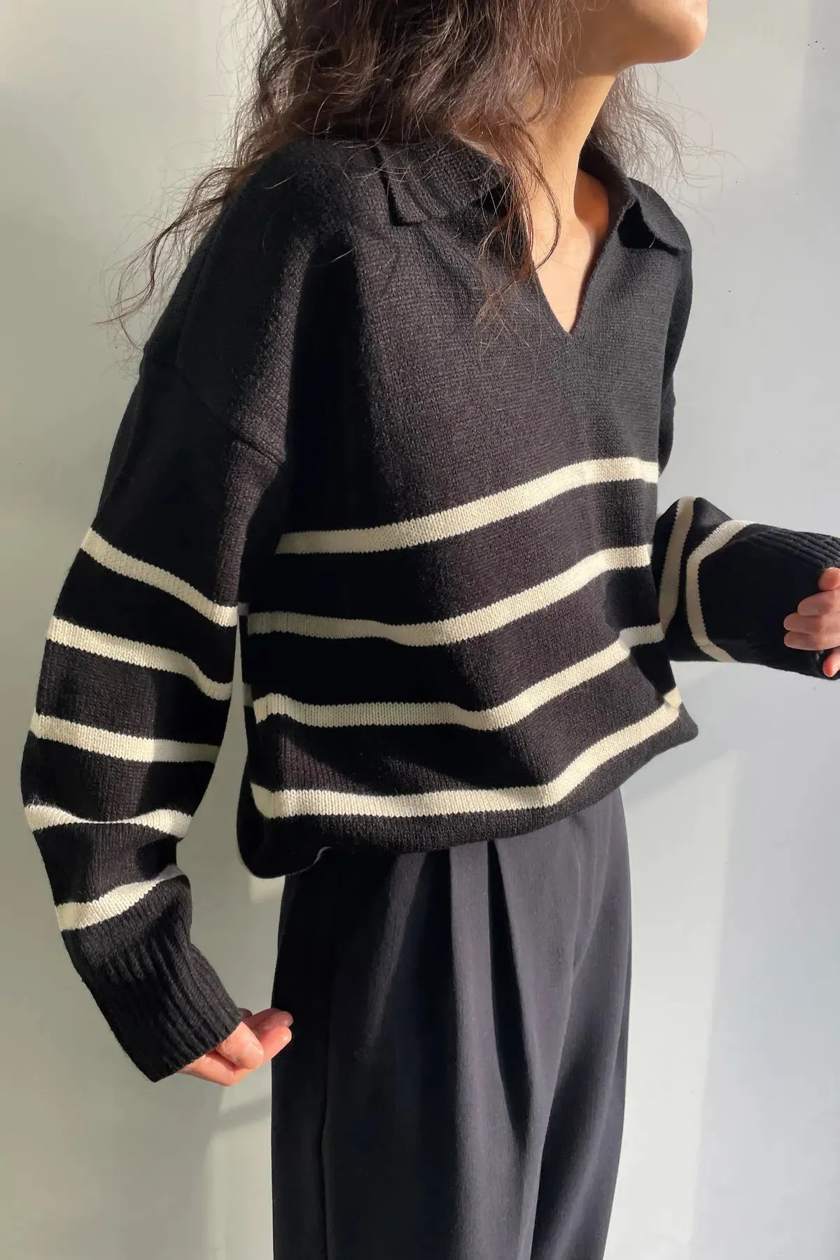 Striped Collared Sweater