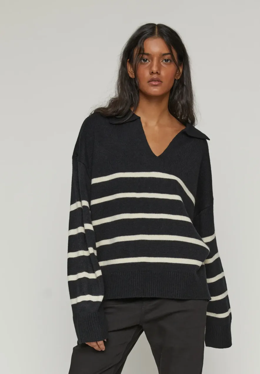 Striped Collared Sweater