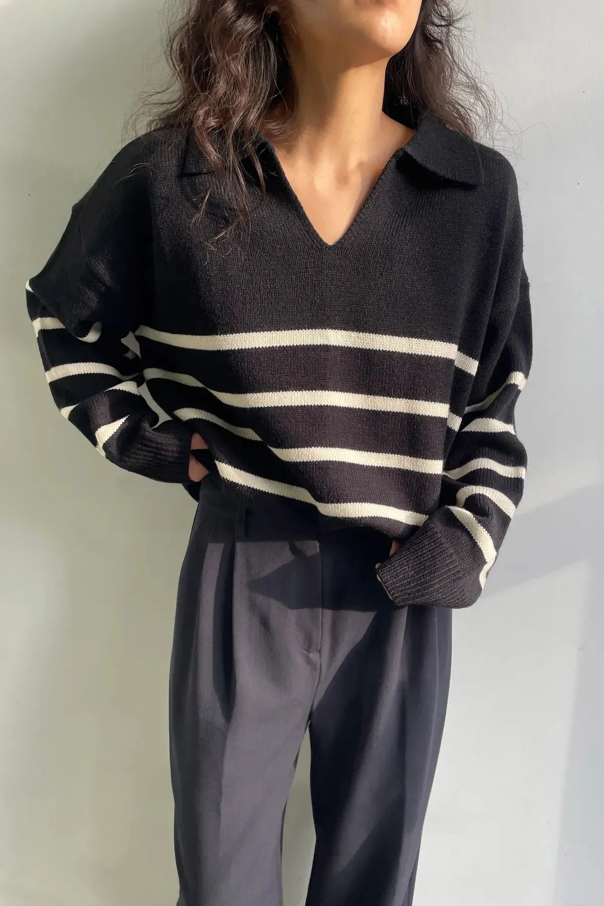 Striped Collared Sweater