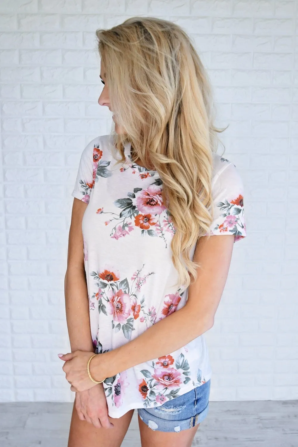 Sugar Kissed Floral Top - Cream