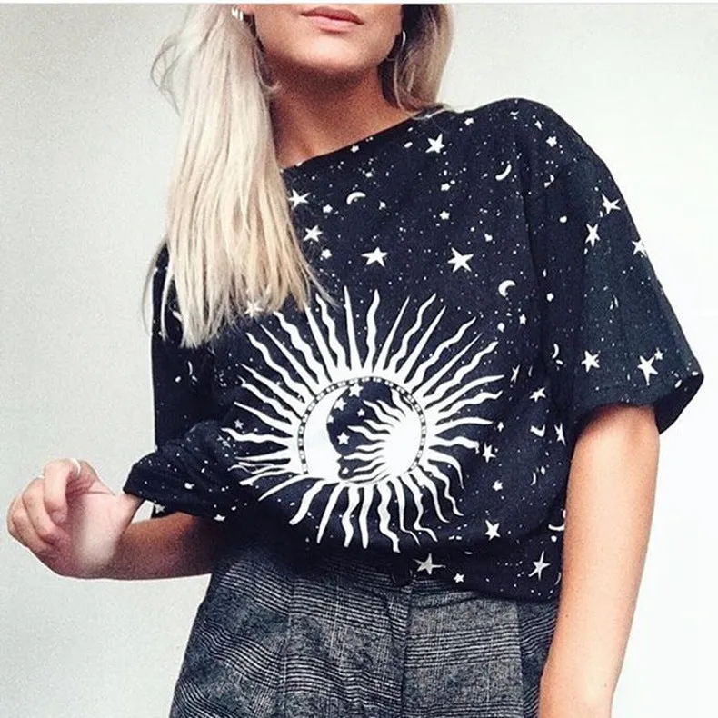 Summer New Loose Short-sleeved T-shirt Women's Round Neck Print T-shirt