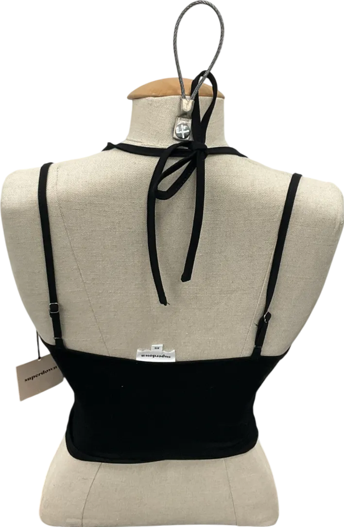 Superdown Black Rozie Scoop Neck Top UK XS