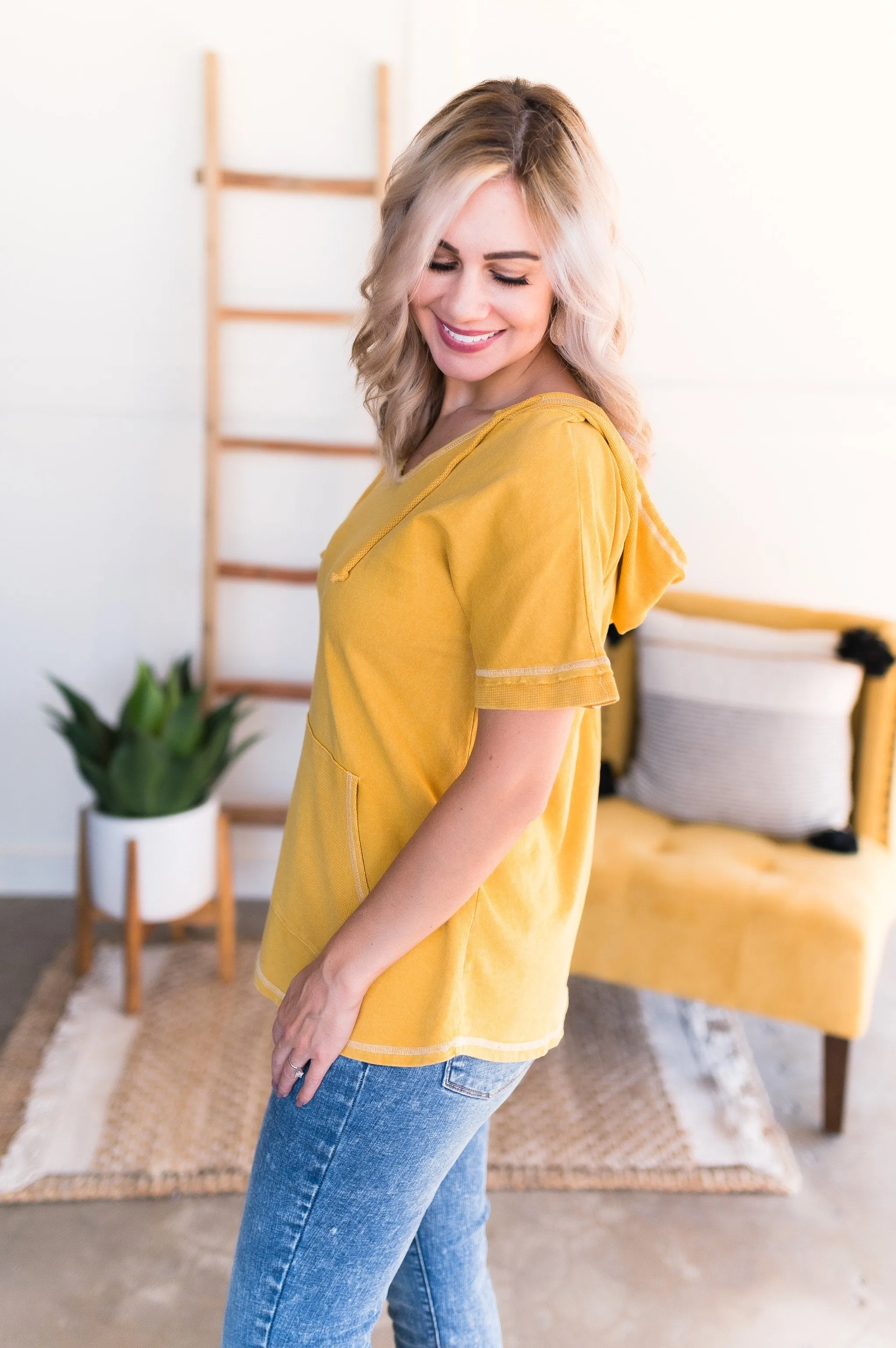 Sweet For Certain Yellow Hibiscus Hooded Top