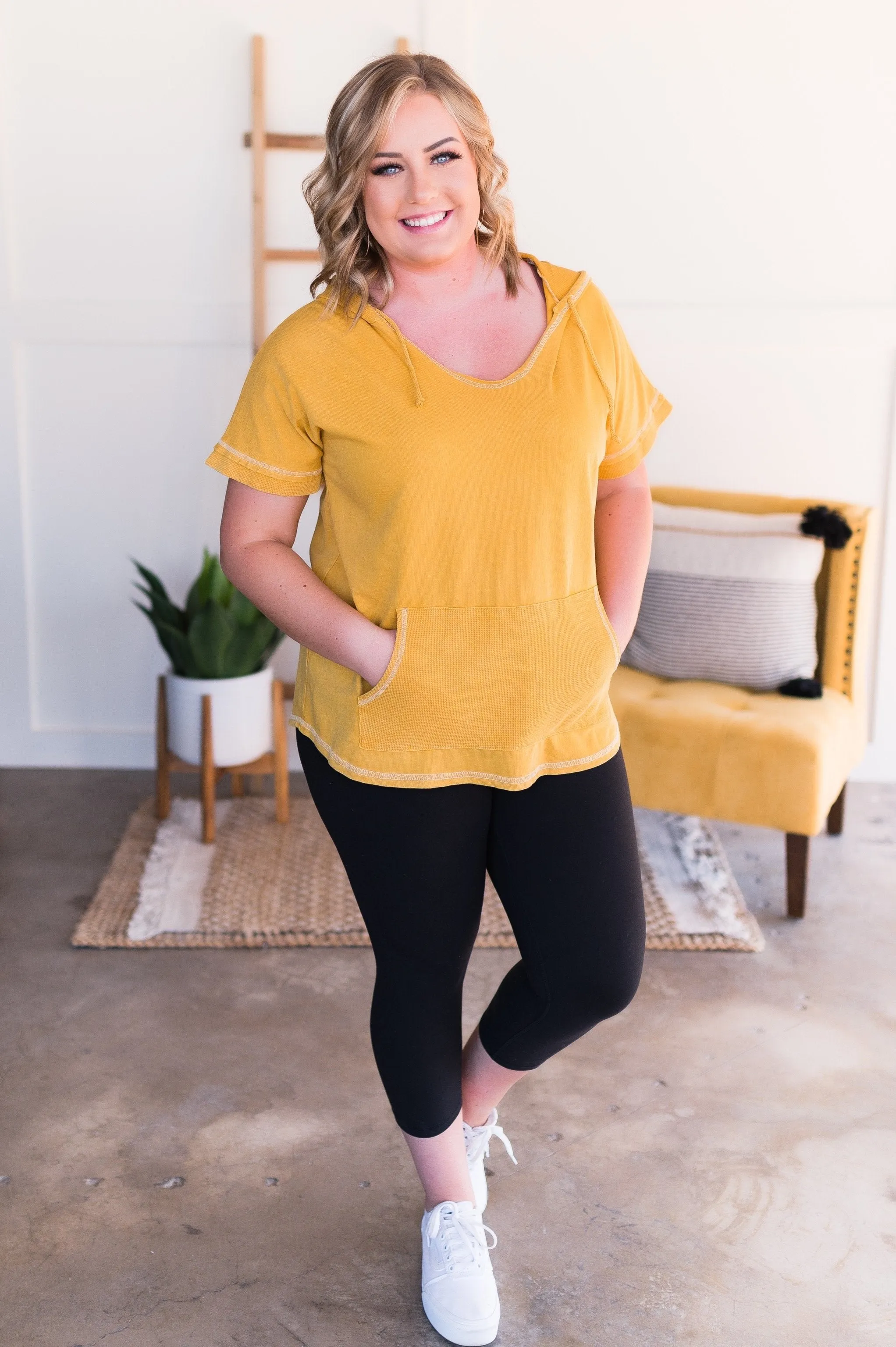 Sweet For Certain Yellow Hibiscus Hooded Top