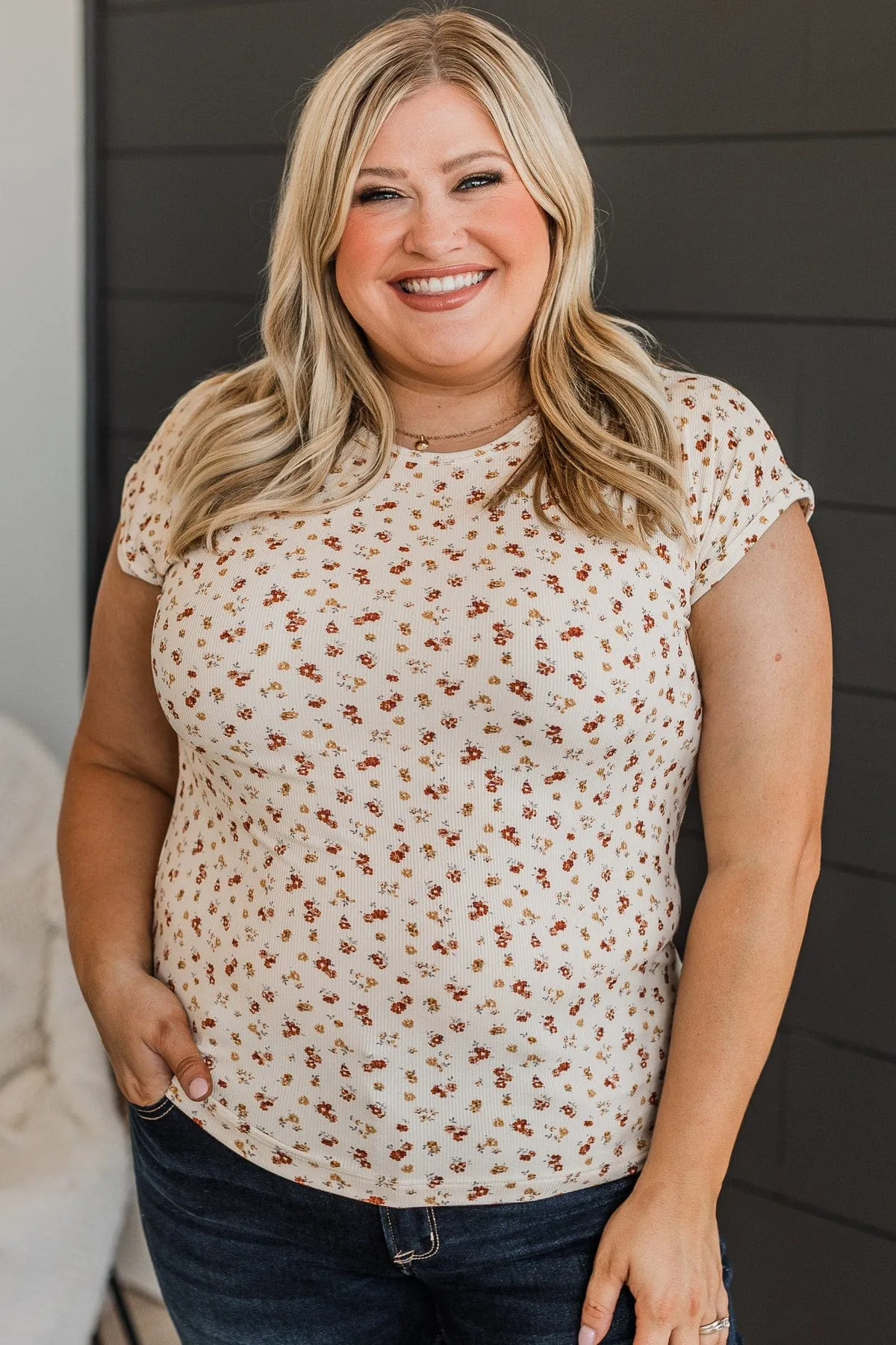 Sweet Surprise Floral Top- Ivory & Rust