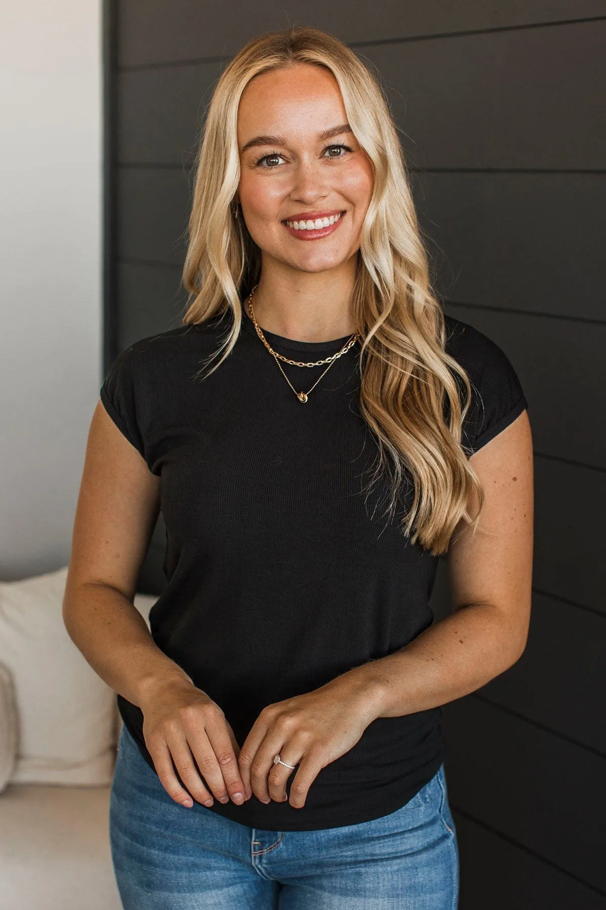 Sweet Surprise Ribbed Top- Black