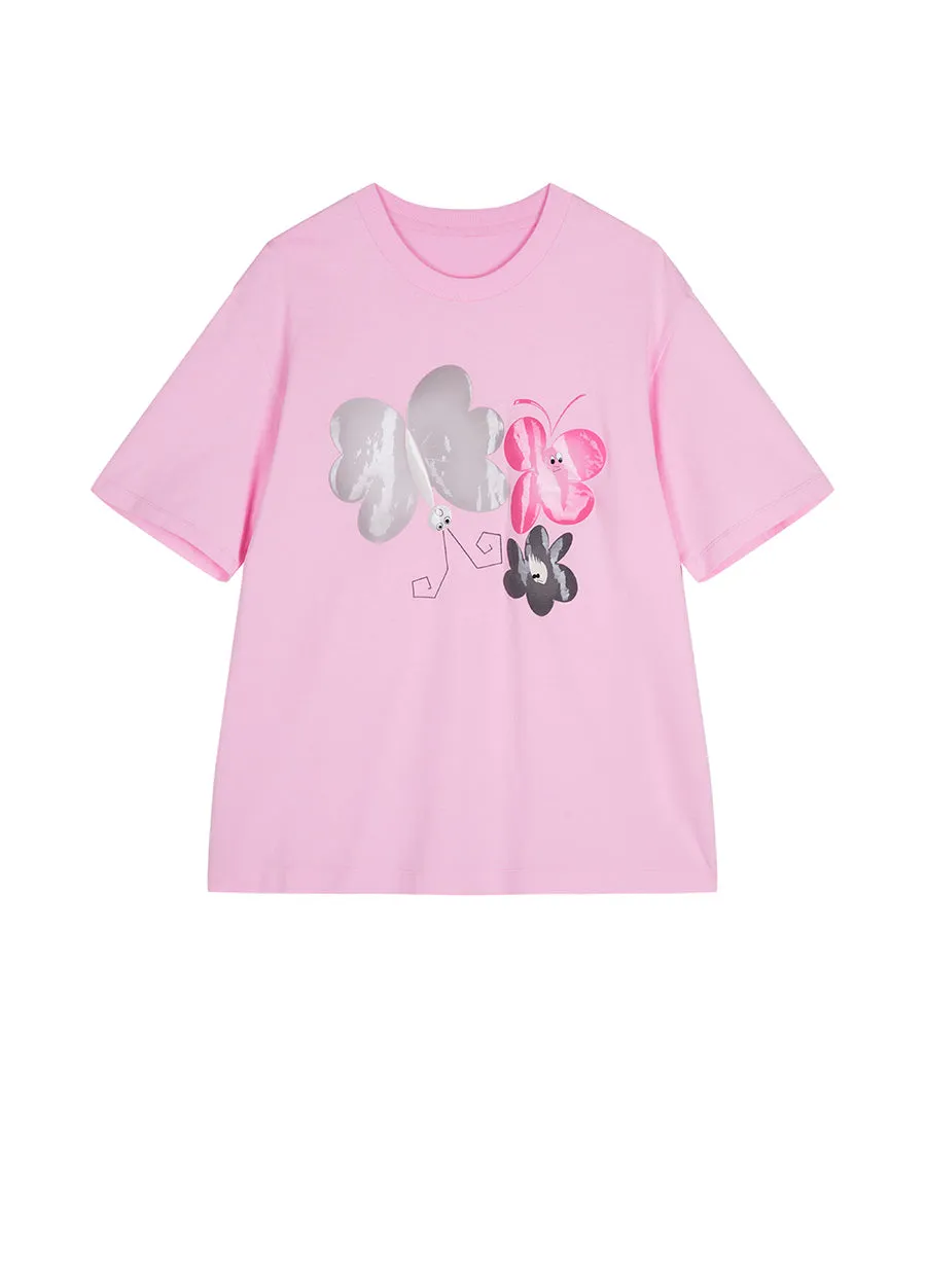 T-shirt / JNBY Relaxed Animal-print Cotton T-shirt