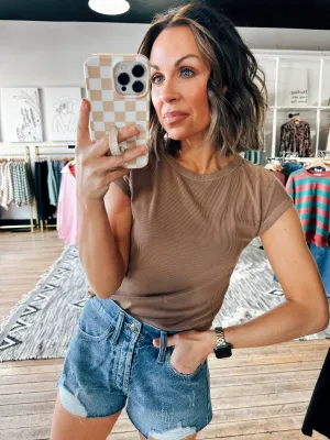 Taupe Ribbed Mineral Tee