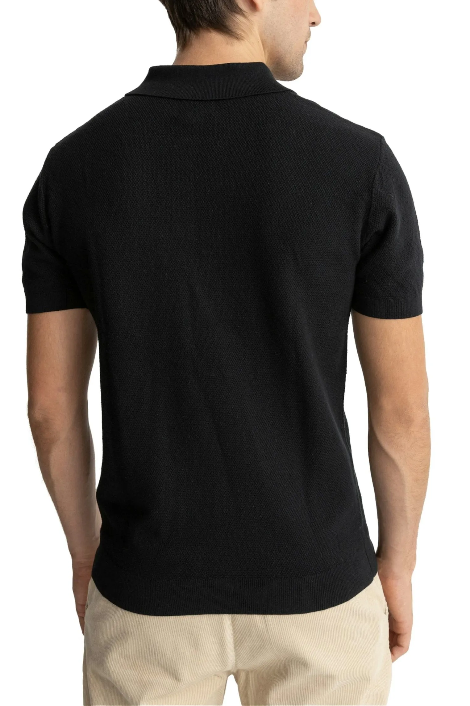 Textured Knit Short Sleeve Polo