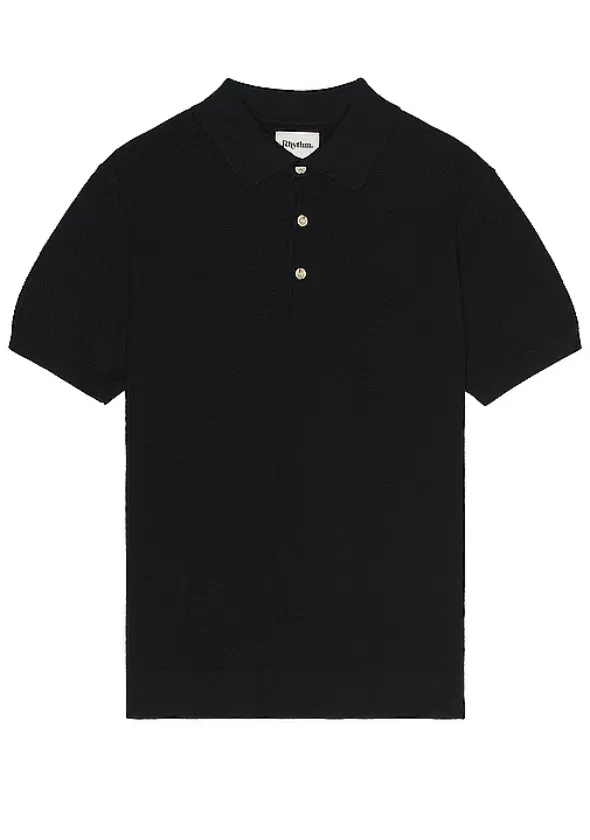 Textured Knit Short Sleeve Polo