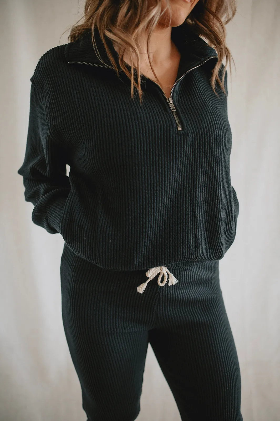 The Ribbed Pull On Jogger Pant by Saltwater Luxe - Black