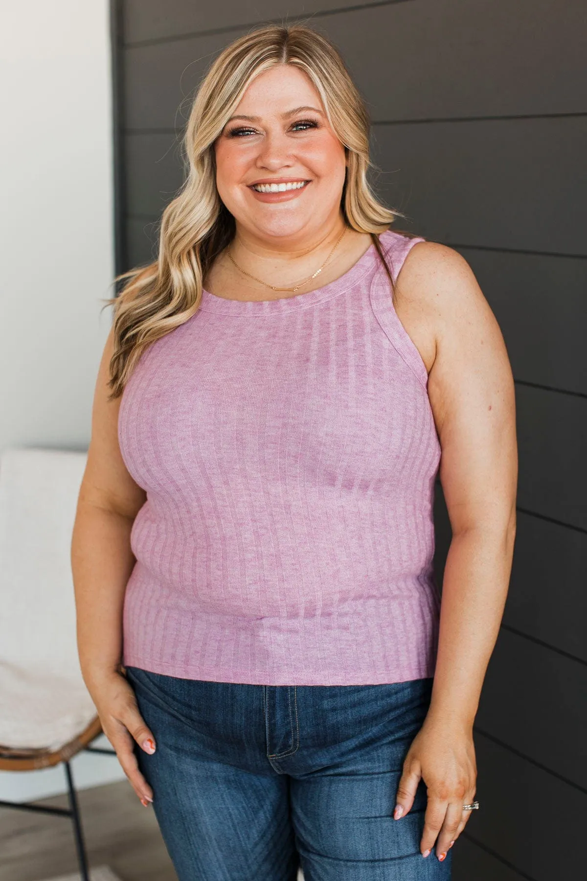 Think I Love This Ribbed Tank Top- Orchid