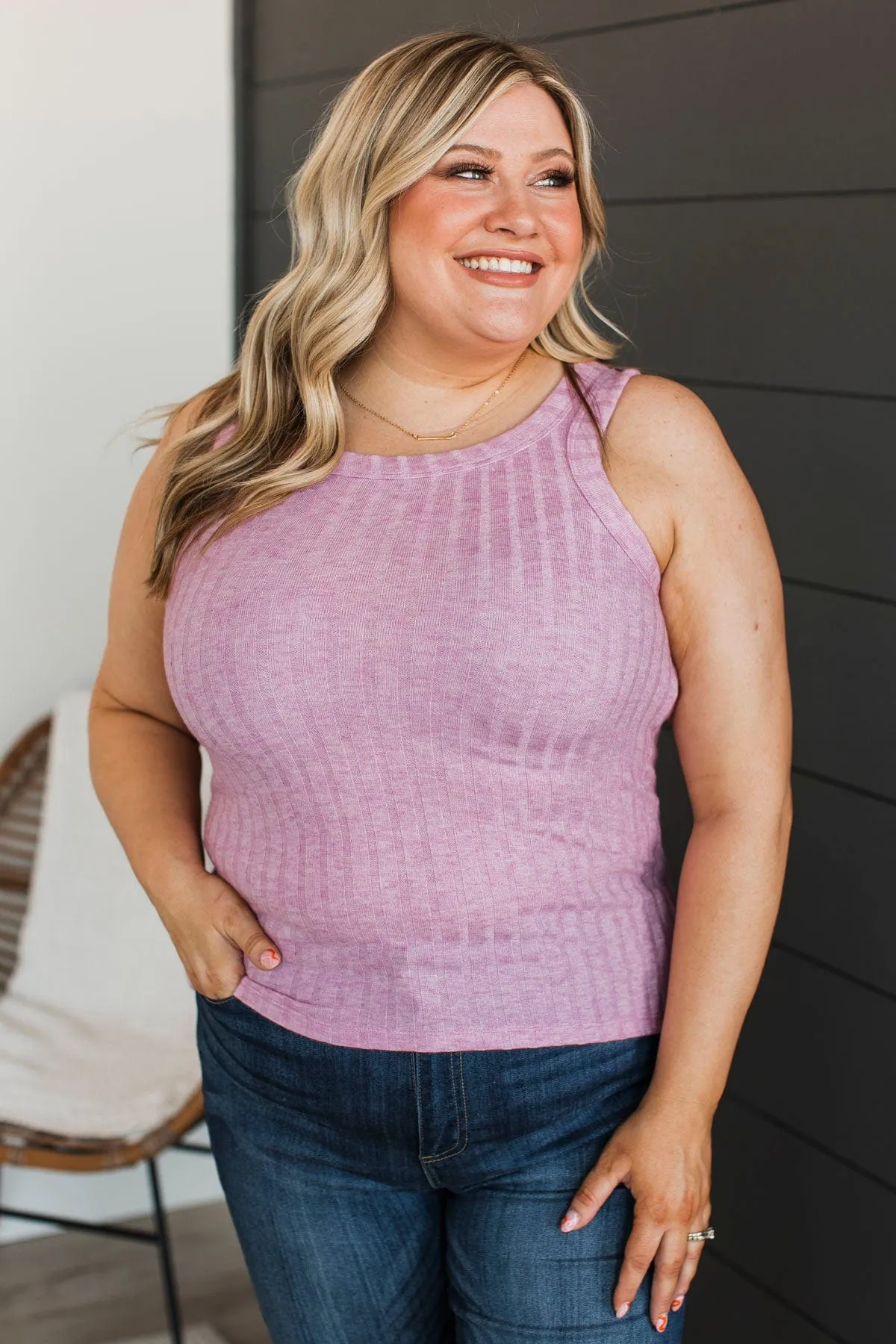 Think I Love This Ribbed Tank Top- Orchid