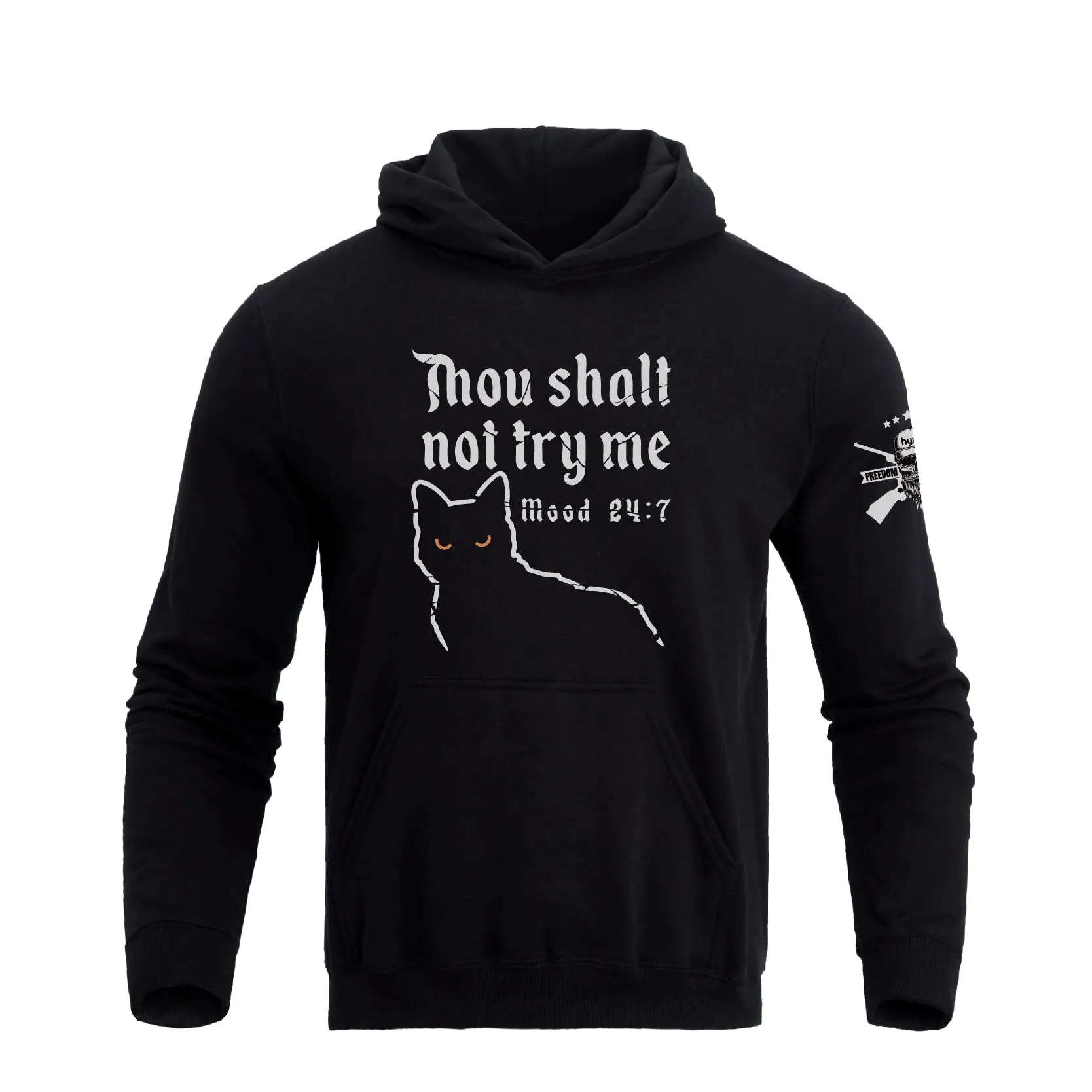THOU SHALT NOT TRY ME GRAPHIC POCKET  HOODIE
