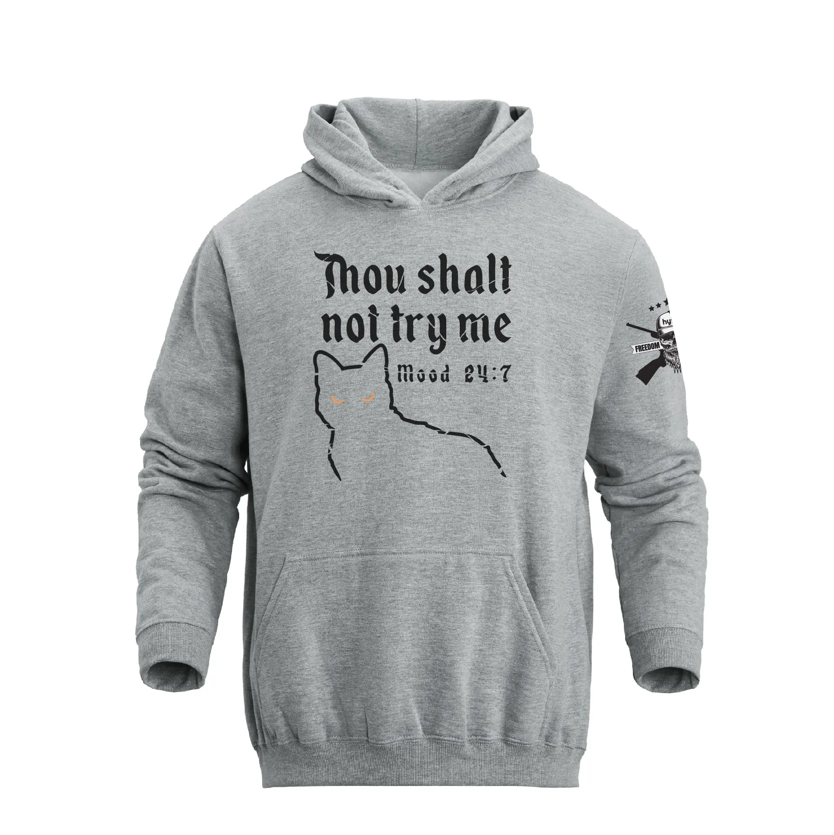 THOU SHALT NOT TRY ME GRAPHIC POCKET  HOODIE