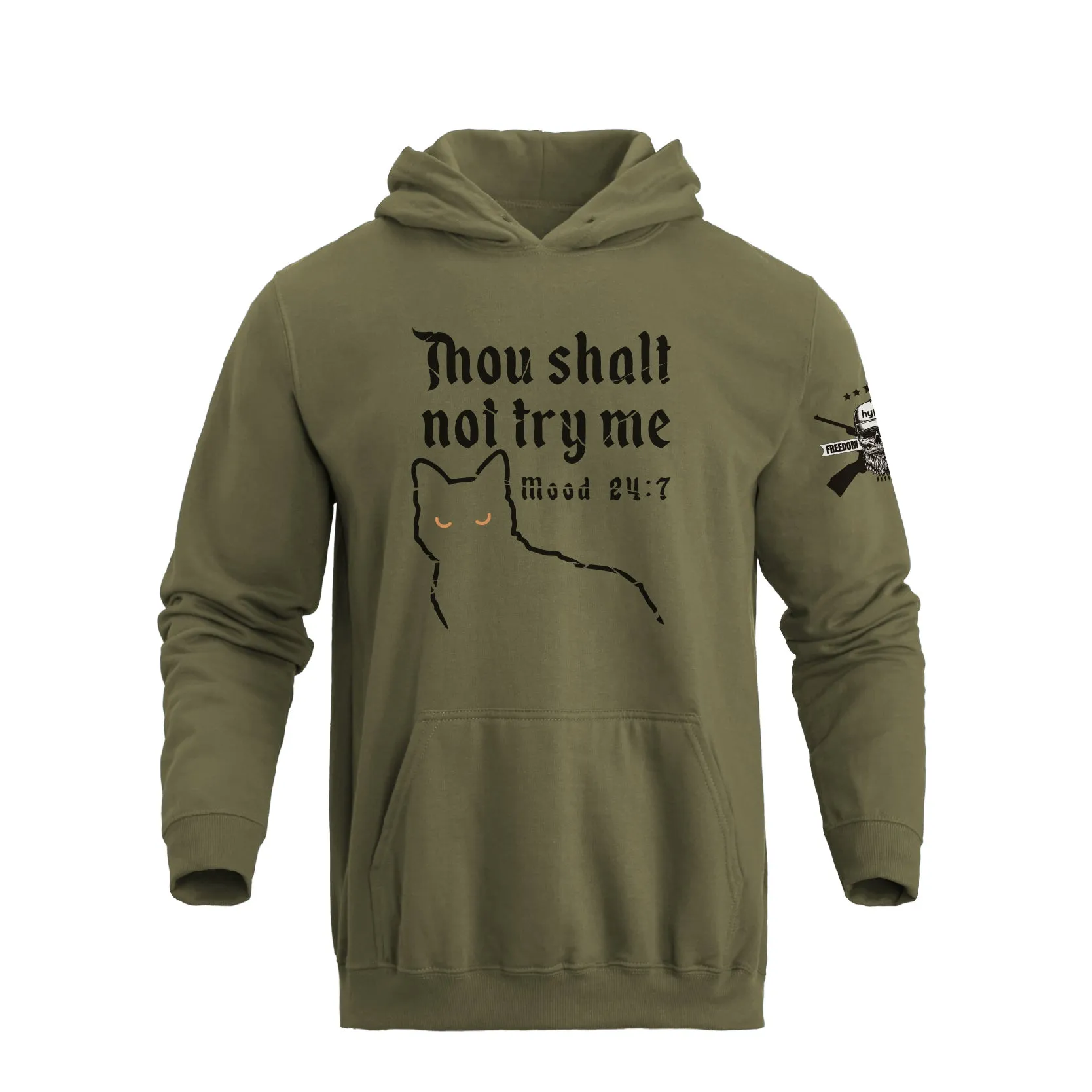 THOU SHALT NOT TRY ME GRAPHIC POCKET  HOODIE