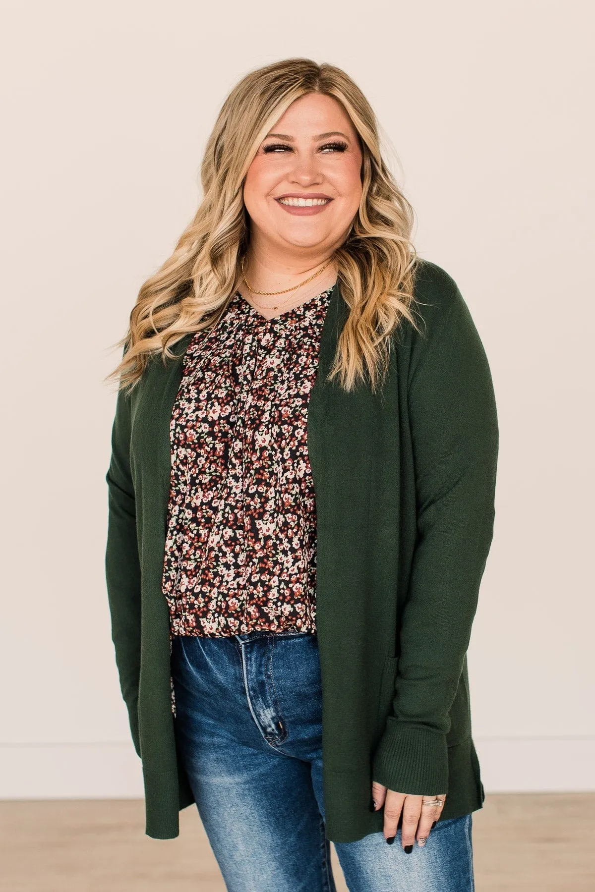 Time To Be Alive Drape Cardigan- Hunter Green