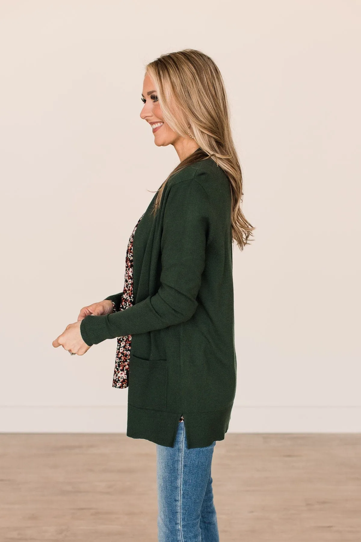 Time To Be Alive Drape Cardigan- Hunter Green