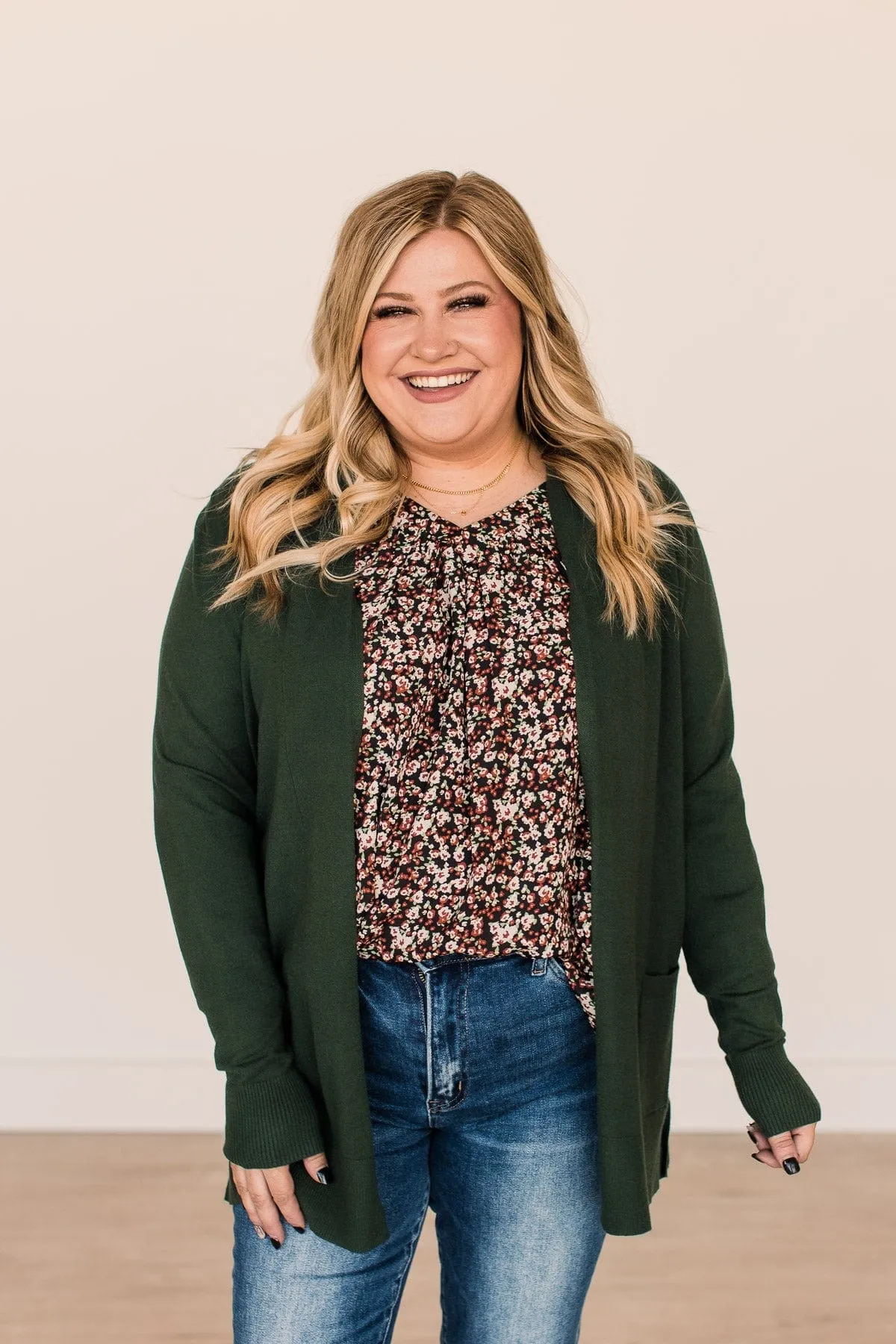 Time To Be Alive Drape Cardigan- Hunter Green