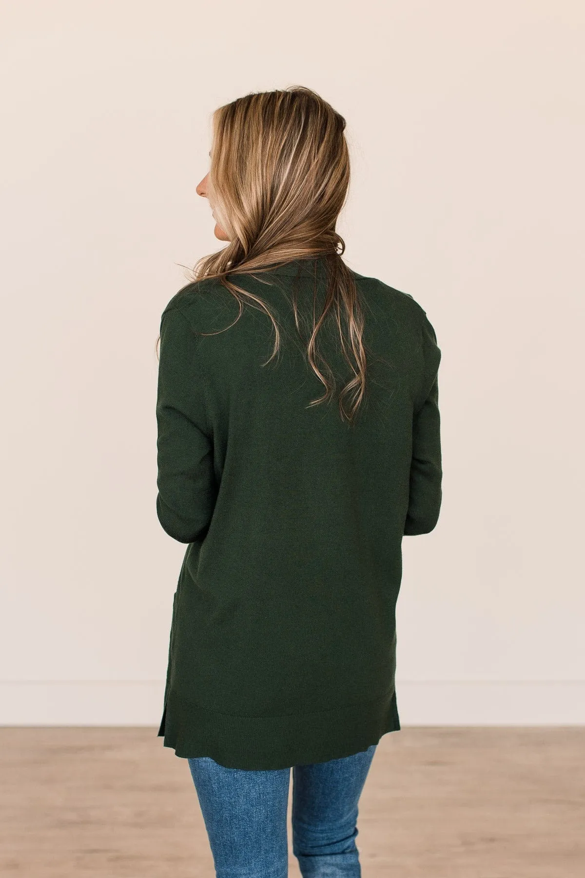 Time To Be Alive Drape Cardigan- Hunter Green