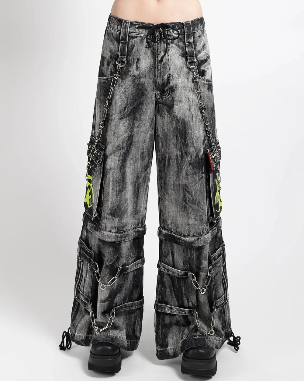 Tripp NYC Zip-Off Biohazard Black Denim Storm Wash Unisex Pant