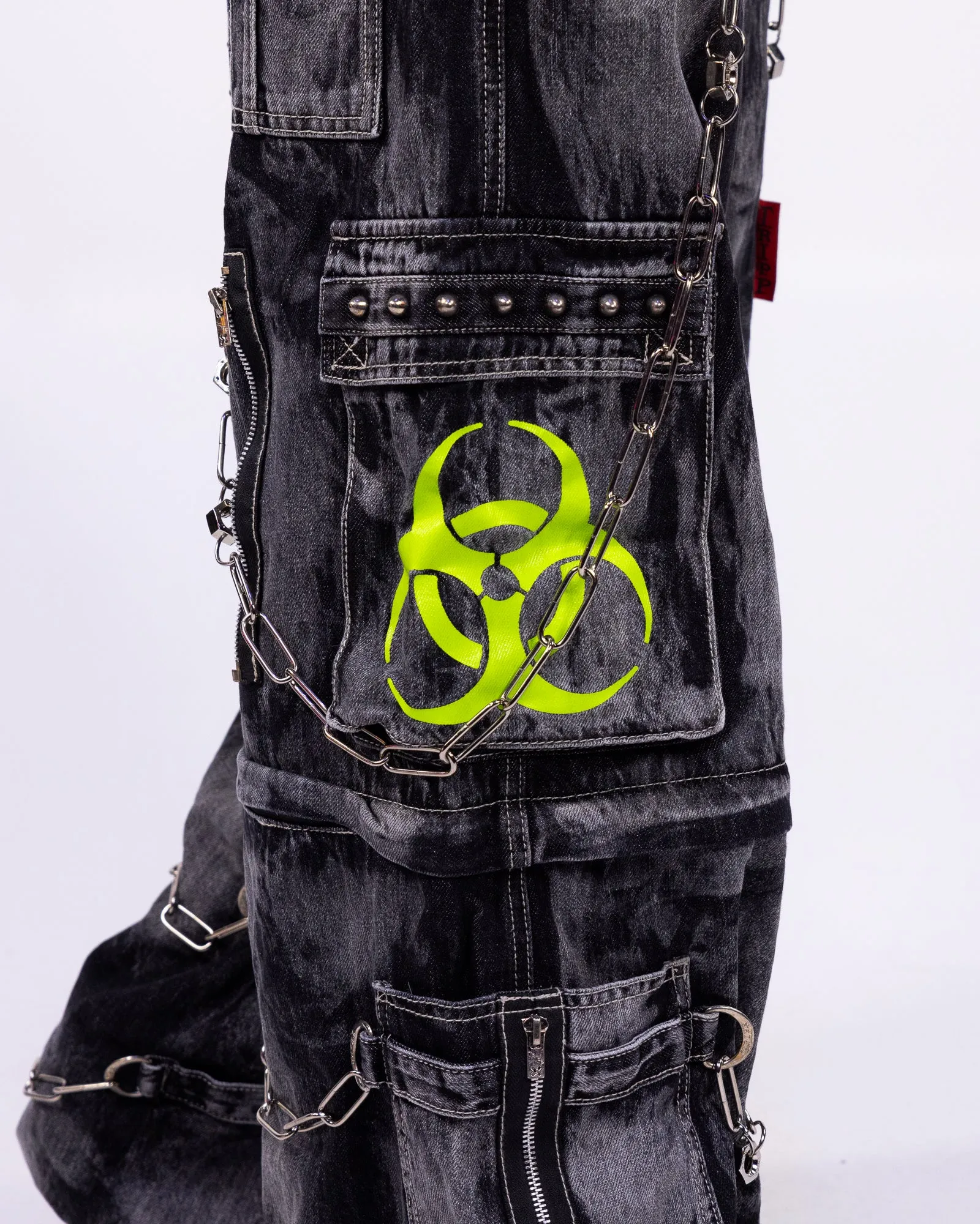 Tripp NYC Zip-Off Biohazard Black Denim Storm Wash Unisex Pant
