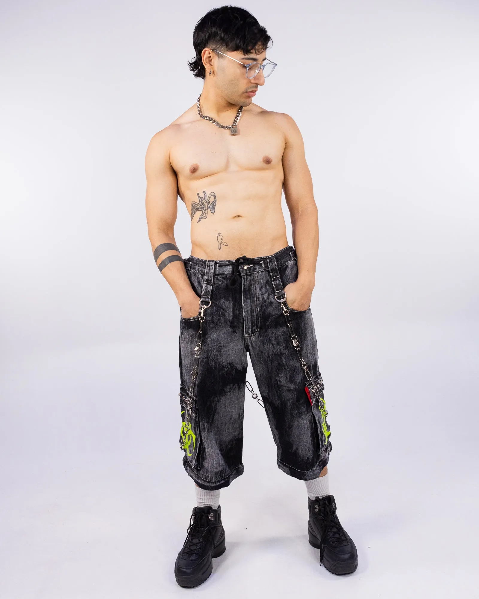 Tripp NYC Zip-Off Biohazard Black Denim Storm Wash Unisex Pant