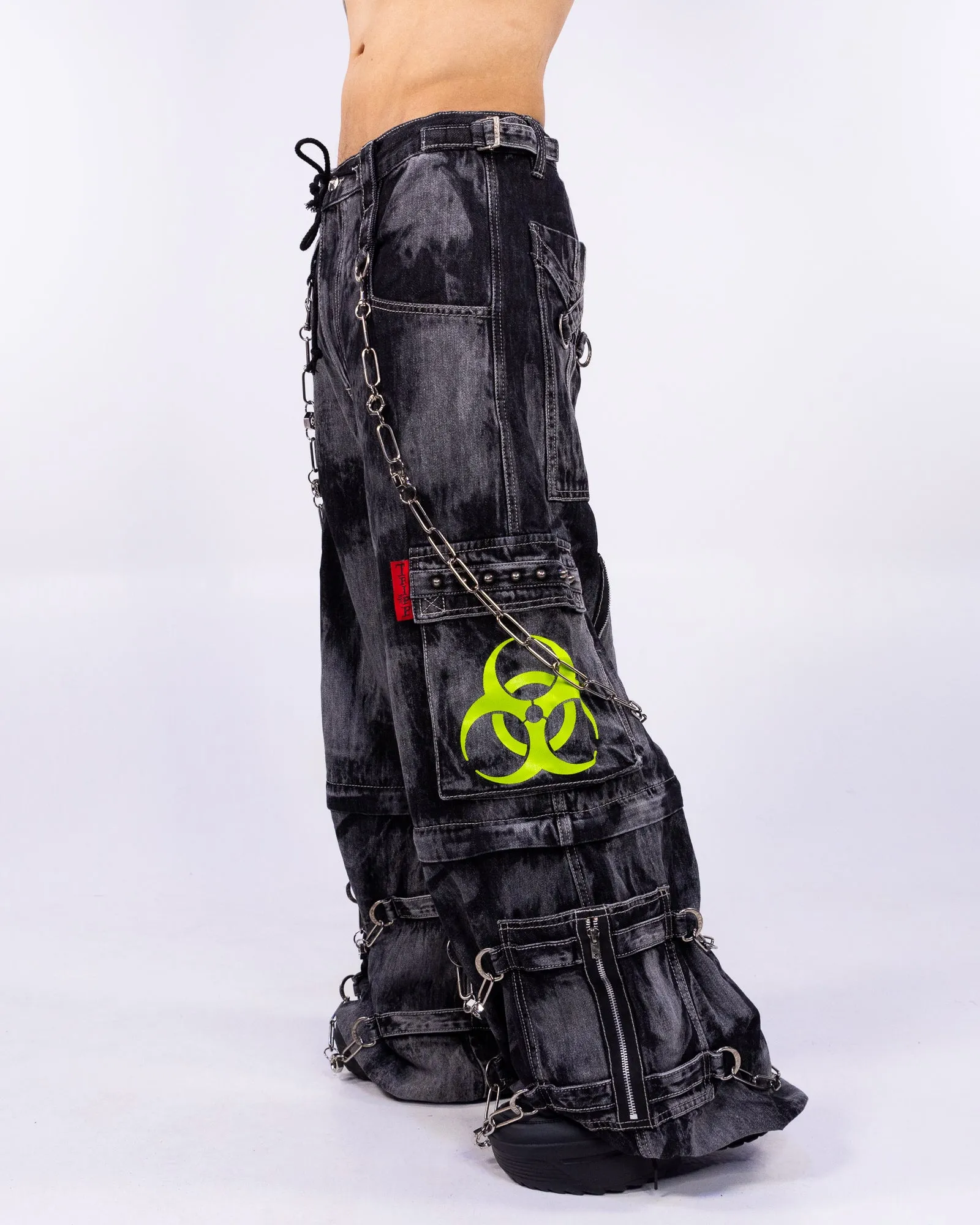 Tripp NYC Zip-Off Biohazard Black Denim Storm Wash Unisex Pant