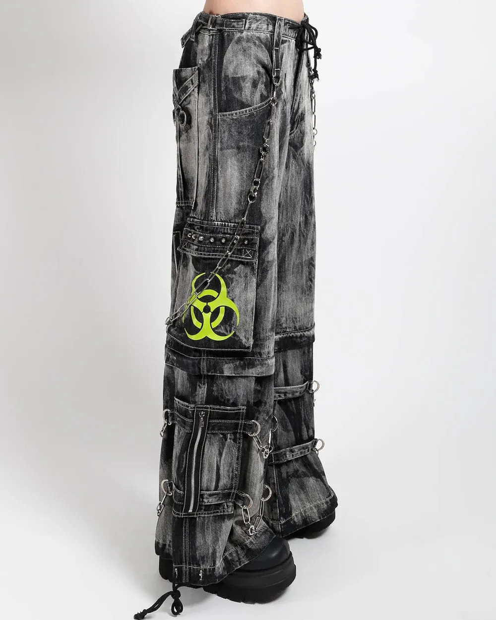 Tripp NYC Zip-Off Biohazard Black Denim Storm Wash Unisex Pant