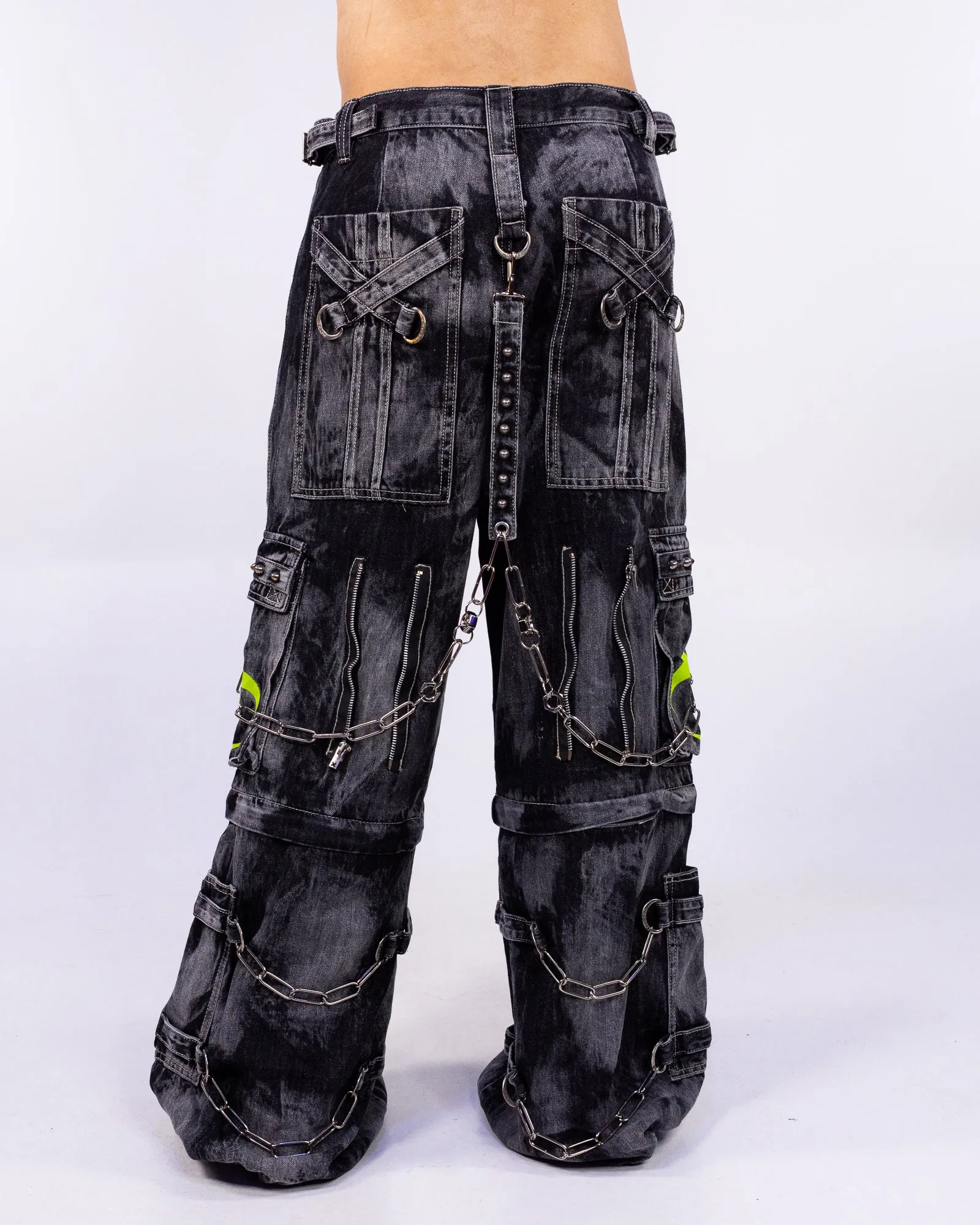 Tripp NYC Zip-Off Biohazard Black Denim Storm Wash Unisex Pant