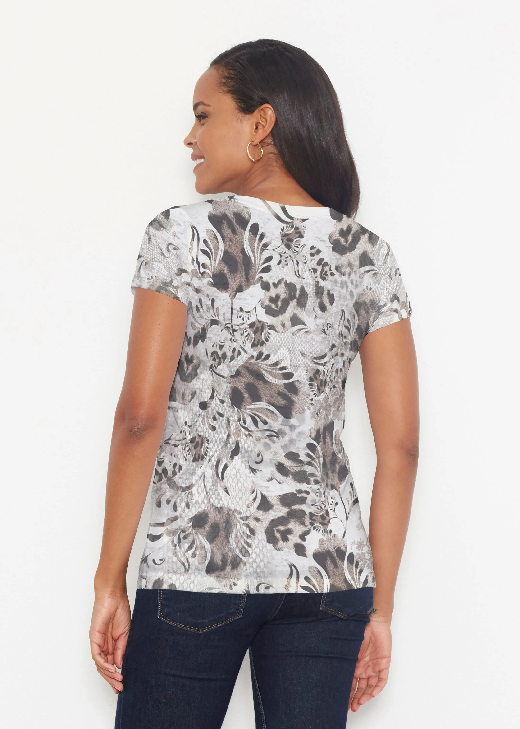 Tulip Leopard Multi (7731) ~ Signature Short Sleeve Scoop Shirt