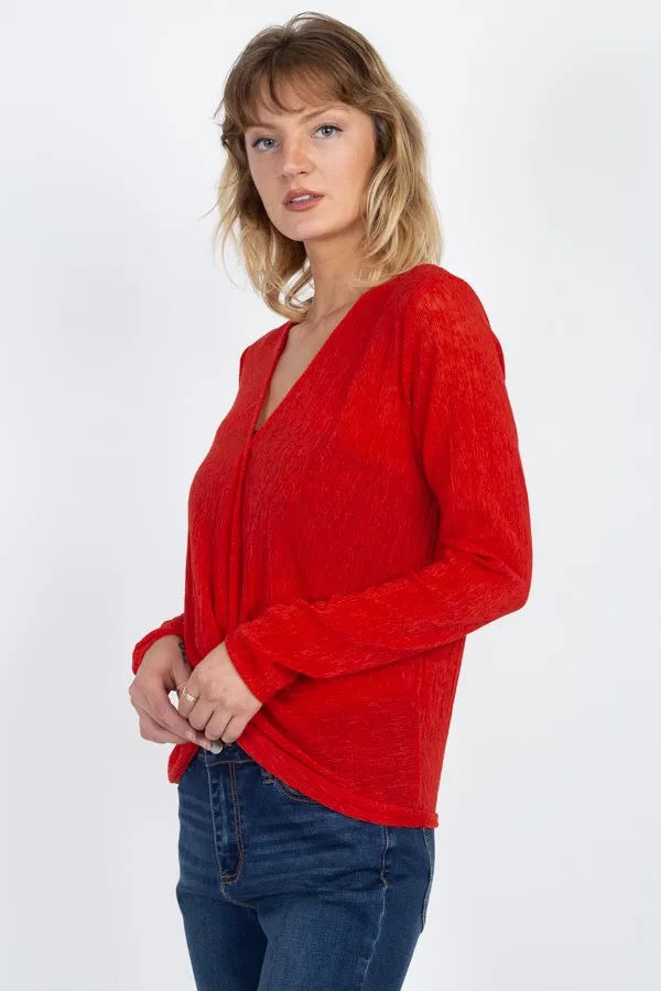 Twist Hem Brushed Knit Top