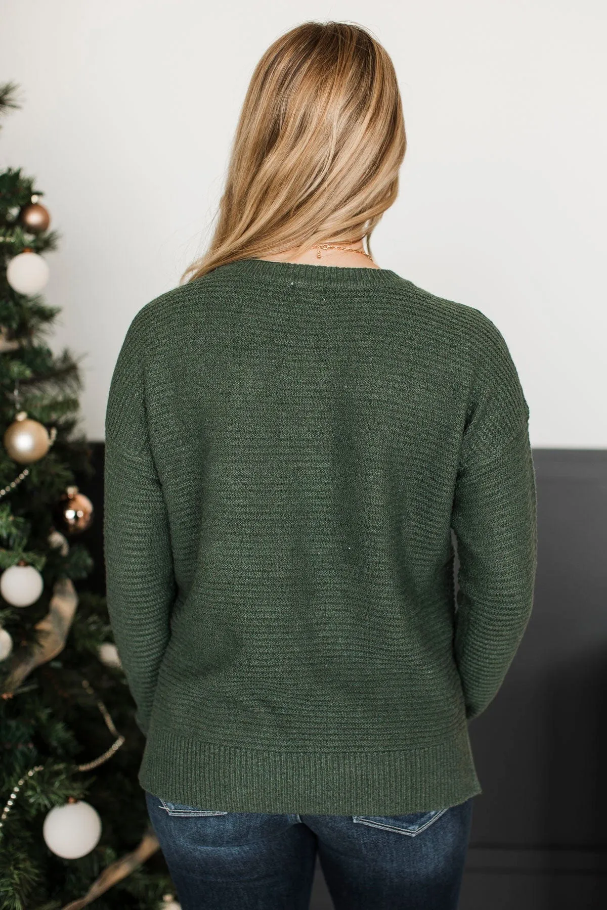 Unbelievably Sweet Ribbed Sweater- Kale